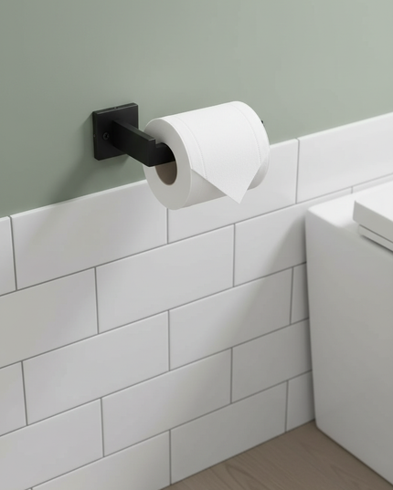 Edler Toilettenpapierhalter aus Edelstahl in Schwarz - Ansicht 1