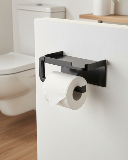 Einfarbige Wand-Toilettenpapierhalter in Schwarz - Ansicht 1