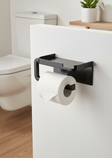 Einfarbige Wand-Toilettenpapierhalter in Schwarz - Ansicht 1