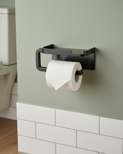 Einfarbige Wand-Toilettenpapierhalter in Schwarz - Ansicht 2