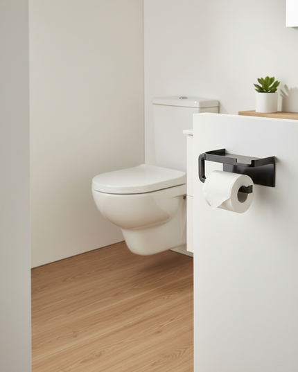 Einfarbige Wand-Toilettenpapierhalter in Schwarz - Ansicht 3