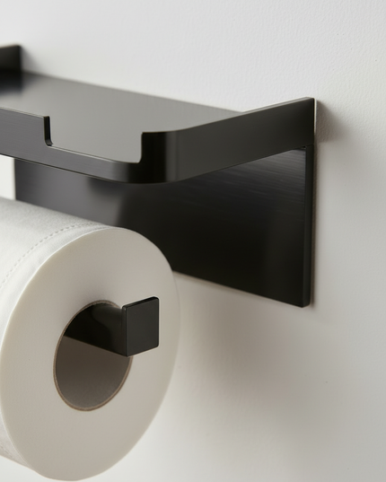 Einfarbige Wand-Toilettenpapierhalter in Schwarz - Ansicht 4