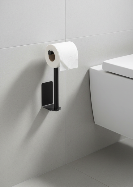 Eleganter Toilettenpapierhalter aus Edelstahl in Schwarz - Ansicht 1