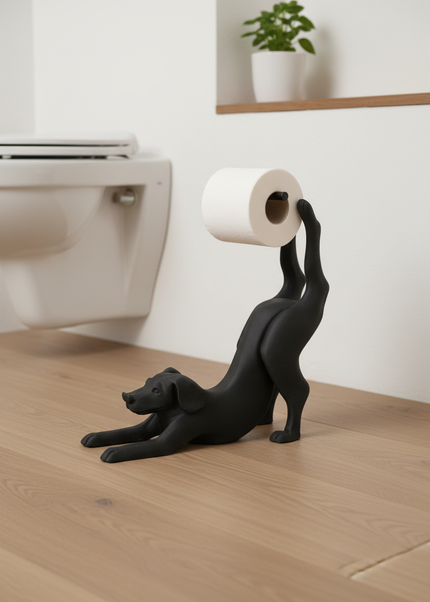 Stehender eleganter Toilettenpapierhalter in Schwarz - Ansicht 1