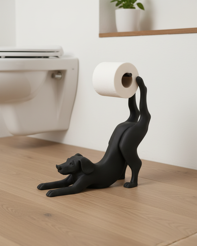 Stehender eleganter Toilettenpapierhalter in Schwarz - Ansicht 1