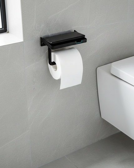Eleganter Toilettenpapierhalter für die Wand in Schwarz - Ansicht 1