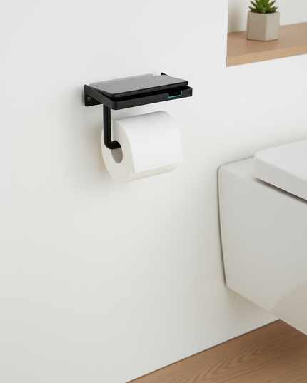 Eleganter Toilettenpapierhalter für die Wand in Schwarz - Ansicht 2