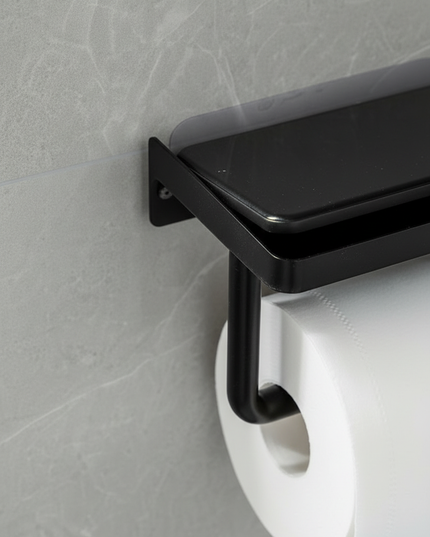 Eleganter Toilettenpapierhalter für die Wand in Schwarz - Ansicht 4