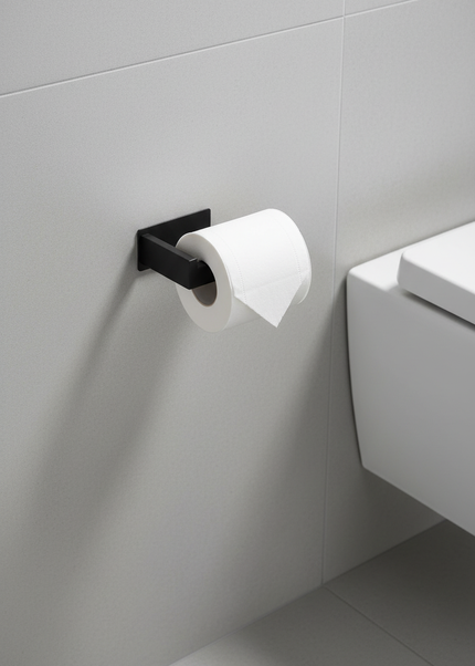 Klopapierhalter aus Edelstahl matt - moderne Bad-Lösung - Ansicht 1