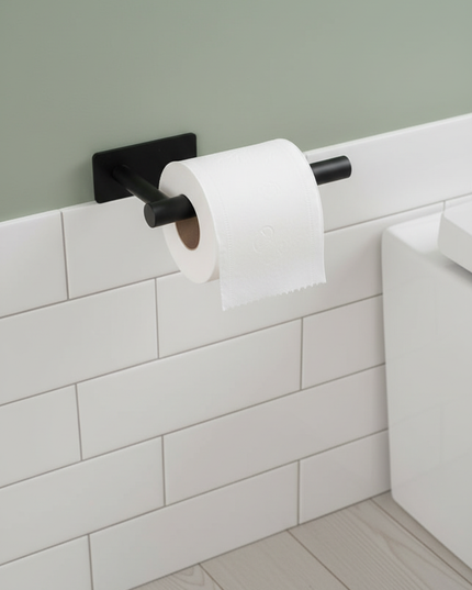 Moderner Toilettenpapierhalter aus Edelstahl in Schwarz - Ansicht 1