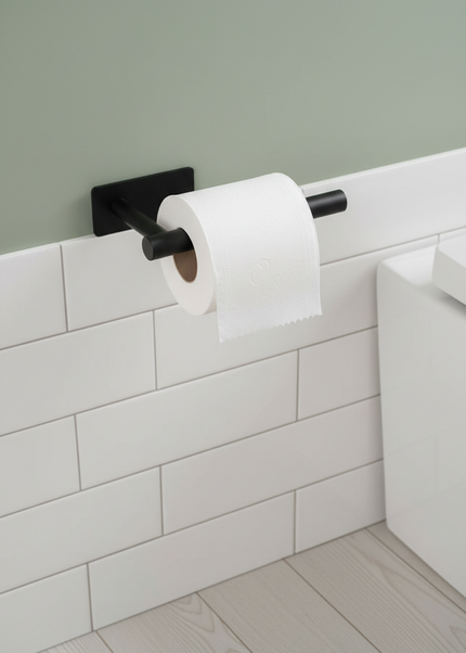 Moderner Toilettenpapierhalter aus Edelstahl in Schwarz - Ansicht 1