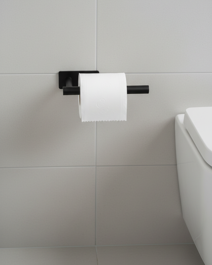 Moderner Toilettenpapierhalter aus Edelstahl in Schwarz - Ansicht 2
