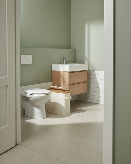 Beigefarbene Toilettenpapier-Aufbewahrung - mit Klappdeckel - Ansicht 3
