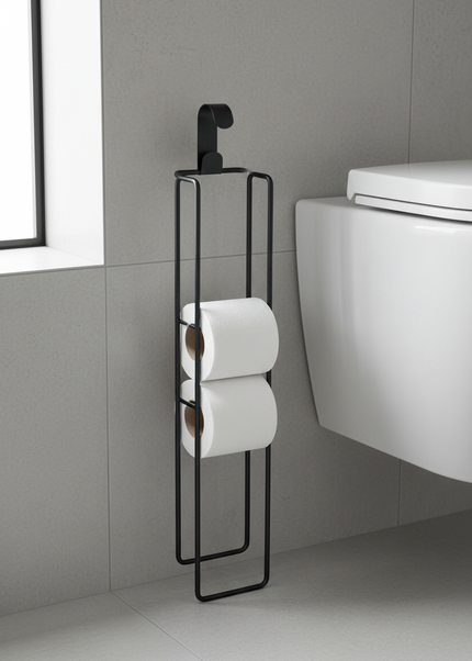 Toilettenpapier-Aufbewahrung aus Metall - ohne Bohren - Ansicht 1