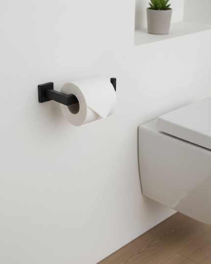 Eckiger Toilettenpapierhalter in Schwarz - für Ihr Bad - Ansicht 1