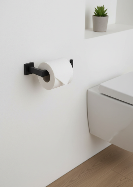 Eckiger Toilettenpapierhalter in Schwarz - für Ihr Bad - Ansicht 1