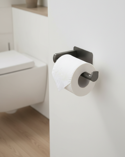 Matter anthrazitfarbener Toilettenpapierhalter aus Edelstahl - Ansicht 1