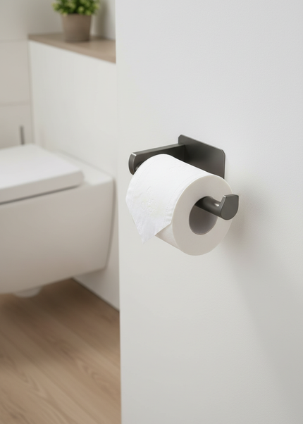 Matter anthrazitfarbener Toilettenpapierhalter aus Edelstahl - Ansicht 1