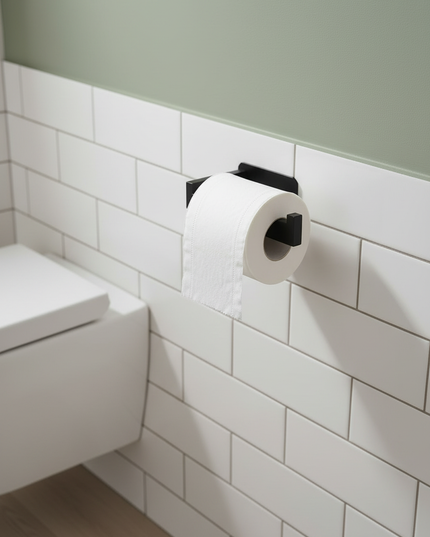 Eckiger Toilettenpapierhalter aus Edelstahl in Schwarz - Ansicht 2