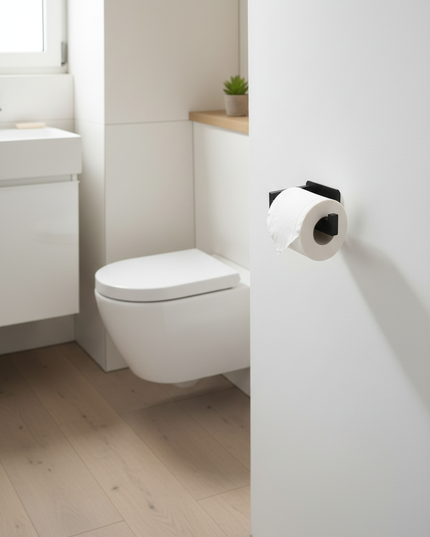 Eckiger Toilettenpapierhalter aus Edelstahl in Schwarz - Ansicht 3
