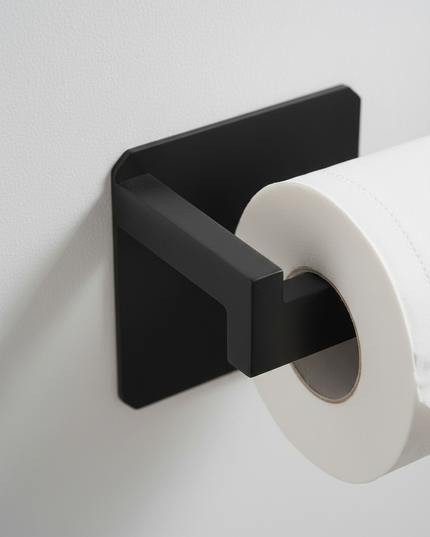 Eckiger Toilettenpapierhalter aus Edelstahl in Schwarz - Ansicht 4