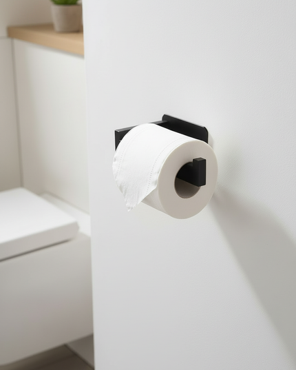 Eckiger Toilettenpapierhalter aus Edelstahl in Schwarz - Ansicht 5