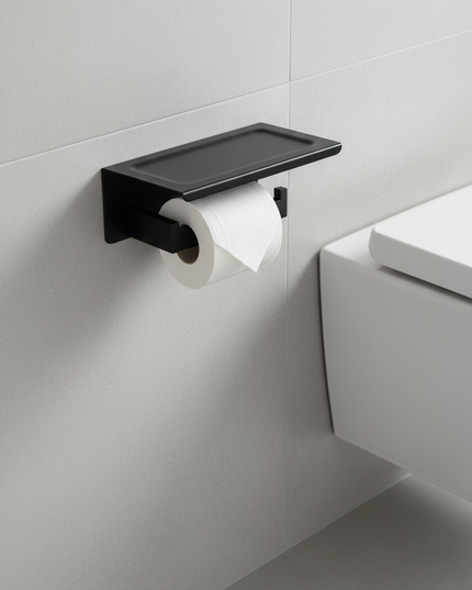 Eckiger Toilettenpapierhalter aus Edelstahl - klare Form - Ansicht 1