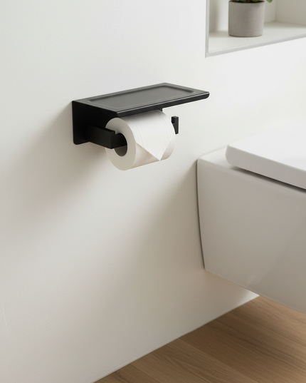 Eckiger Toilettenpapierhalter aus Edelstahl - klare Form - Ansicht 2