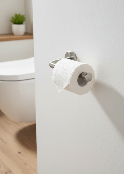Toilettenpapierhalter aus Edelstahl zum Kleben - ohne Bohren - Ansicht 1