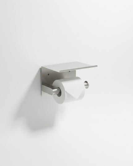 Toilettenpapierhalter aus Edelstahl mit Ablage - ohne Bohren - Ansicht 5