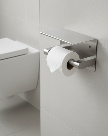 Toilettenpapierhalter aus Edelstahl in Silber Metallic - Ansicht 1