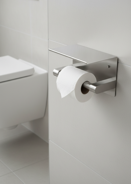 Toilettenpapierhalter aus Edelstahl in Silber Metallic - Ansicht 1