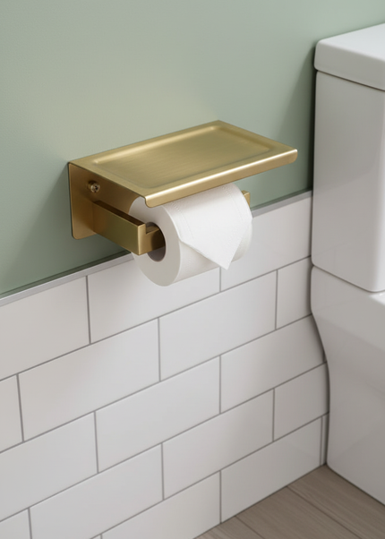Hochwertiger Toilettenpapierhalter in Gold - für Ihr Bad - Ansicht 1