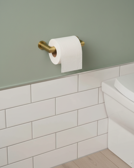 Moderner Toilettenpapierhalter in Gold - rostfrei und edel - Ansicht 1