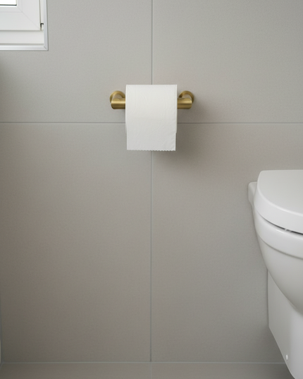 Moderner Toilettenpapierhalter in Gold - rostfrei und edel - Ansicht 2