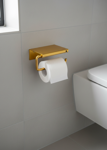 Toilettenpapierhalter in Gold für offene Wand - Ansicht 1