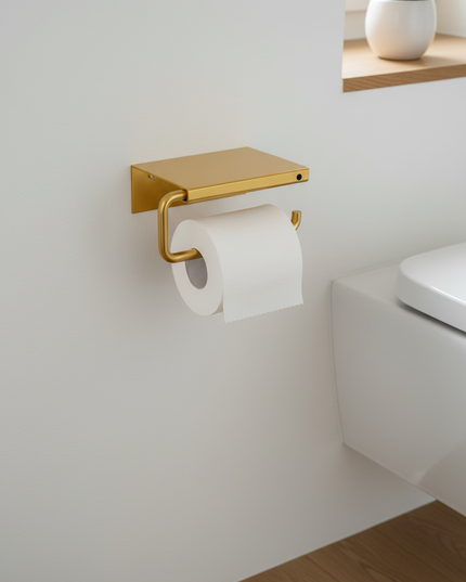 Toilettenpapierhalter in Gold für offene Wand - Ansicht 2