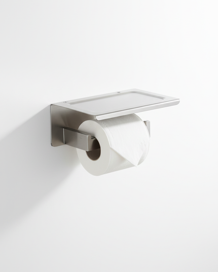 Toilettenpapierhalter mit Ablage aus gebürstetem Edelstahl - Ansicht 5