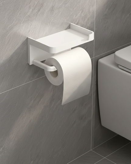 Selbstklebender Toilettenpapierhalter mit Ablage - Ansicht 1
