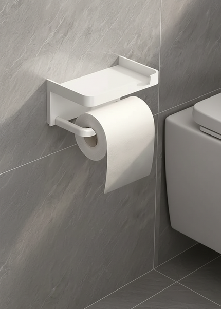 Selbstklebender Toilettenpapierhalter mit Ablage - Ansicht 1