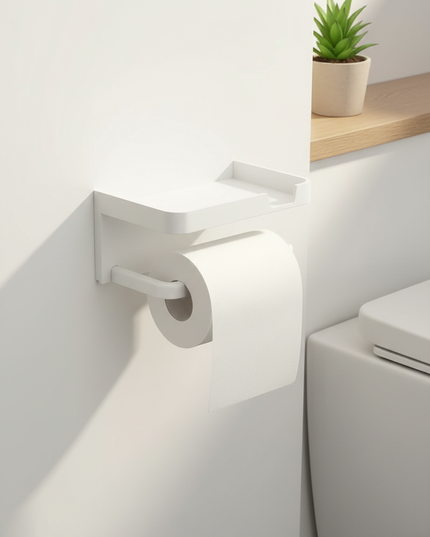 Selbstklebender Toilettenpapierhalter mit Ablage - Ansicht 2
