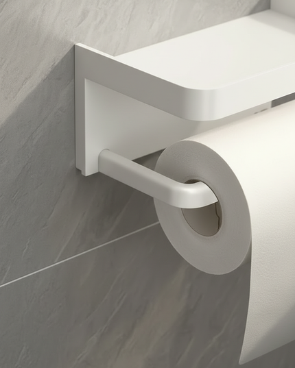 Selbstklebender Toilettenpapierhalter mit Ablage - Ansicht 4