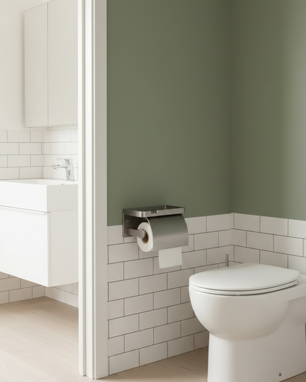 Toilettenpapierhalter mit Ablage und Wand - Ordnung im Bad - Ansicht 3