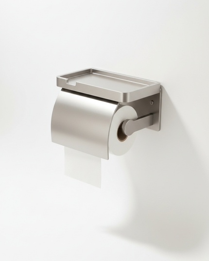Toilettenpapierhalter mit Ablage und Wand - Ordnung im Bad - Ansicht 5