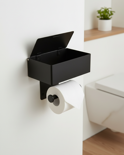 Toilettenpapierhalter mit Feuchttücherbox aus Edelstahl - Ansicht 2