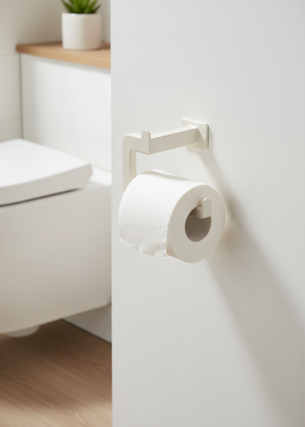 Weißer Toilettenpapierhalter mit Saugnapf - hält zuverlässig - Ansicht 1