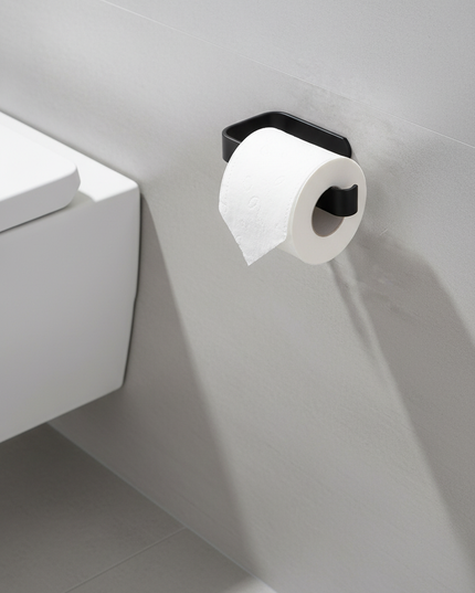 Schwarzer selbstklebender Toilettenpapierhalter - Ansicht 1