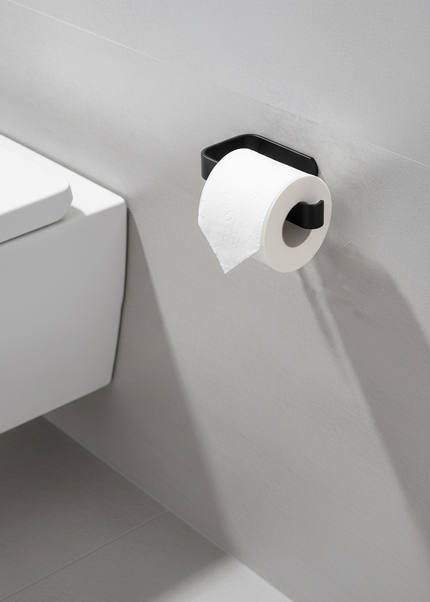 Schwarzer selbstklebender Toilettenpapierhalter - Ansicht 1