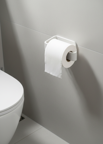 Weißer selbstklebender Toilettenpapierhalter - ohne Bohren - Ansicht 1