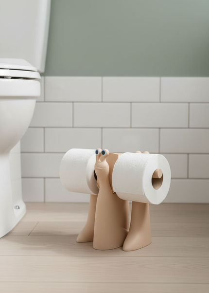 Stehender Toilettenpapierhalter in Beige - zum Schmunzeln - Ansicht 1